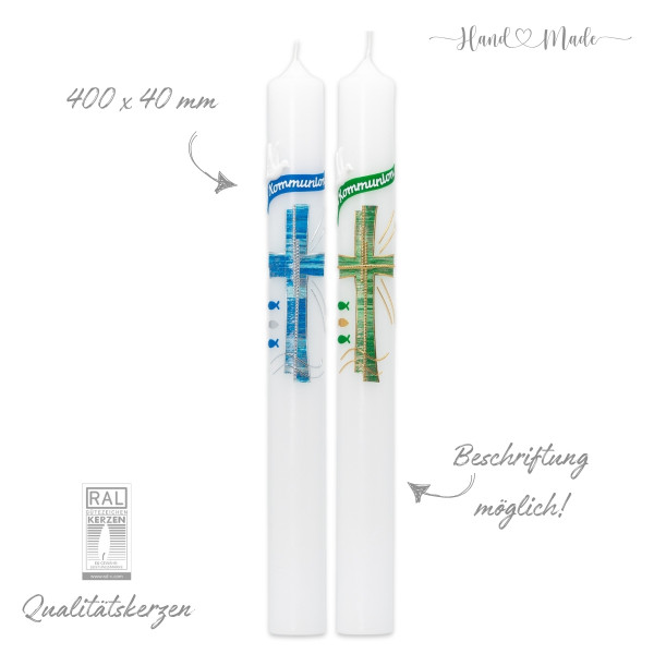 Kommunionkerzen-Konfirmationskerzen für Jungen | Kreuz - 40x4 Test